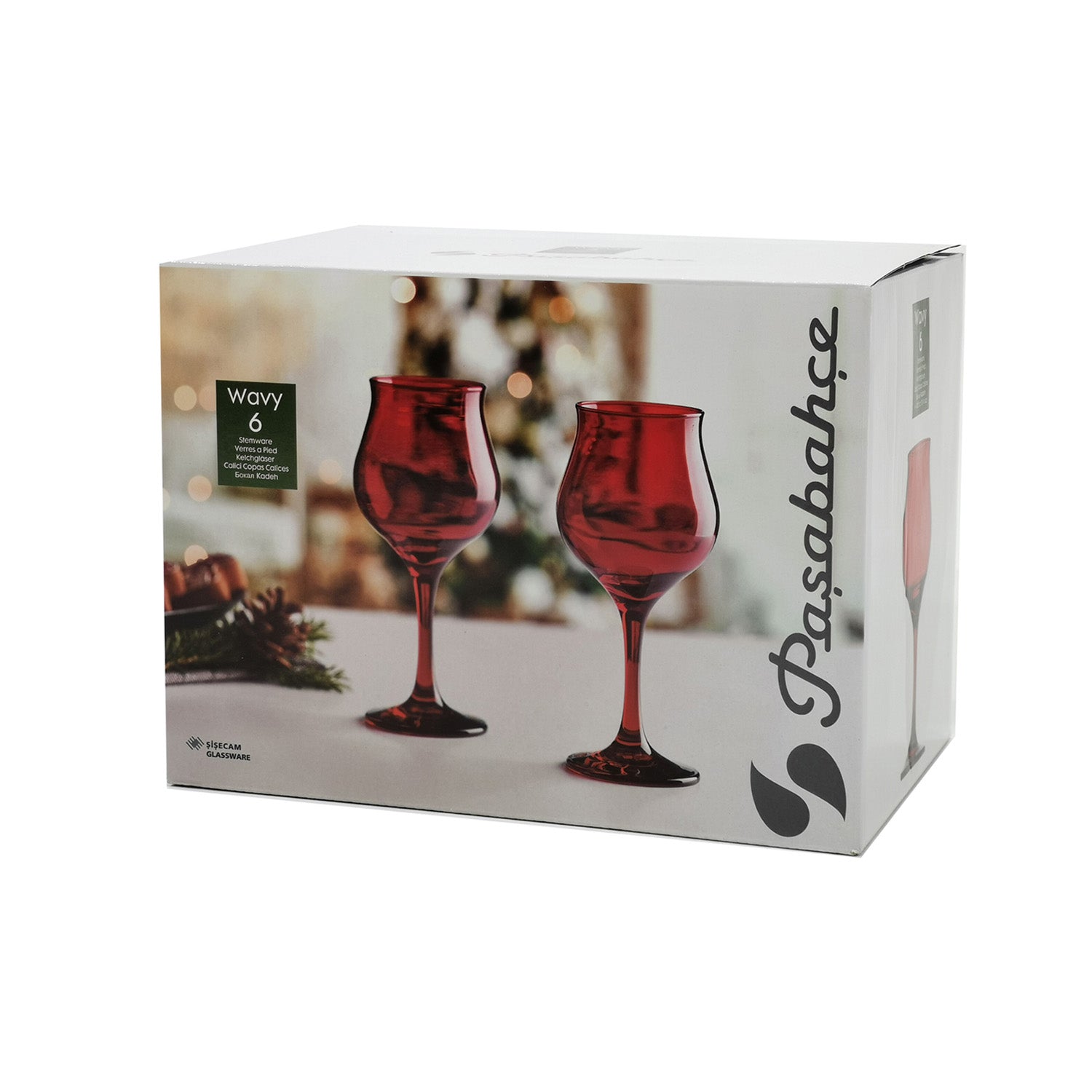 PASABAHCE - Calici in vetro Rosso Wavy 30 cl - set 6 pezzi